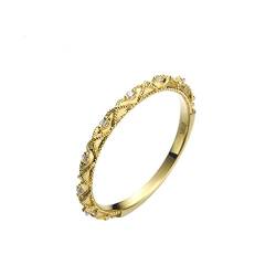 KnBoB Verlobungsring Ehering, Damen 14 Karat (585) Gold Ring, Retro Weiß Rund Zirkonia Schmuck Trauringe Größe 62 (19.7) von KnBoB