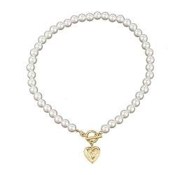 Damen Halskette, Kette Damen Perle Vergoldet Herz Kette Personalisierter Modeschmuck Mit Perle Gold von KnSam