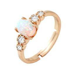 KnSam 18 K Gold Goldring Echt Verlobung Ring Frau Ovaler Offener Ring Weiß Opal 0.4Ct Für Damen Mädchen Hochzeit Ehe Verlobungsring Valentinstag Jubiläum Geschenk von KnSam