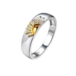KnSam 9K Weißgold Au375 Ring, Sonne Verlobungsring in Ovalschliff, Gold 375 Trauringe Eheringe Echt Goldschmuck von KnSam