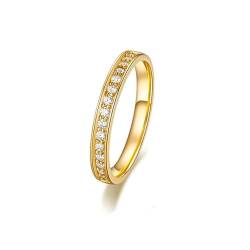 KnSam Au750 Gelbgold Ring, Klassiker Bohrer Stein Eheringe mit Moissanit in Rundschliff, 18K Gold Pärchen Ringe Partnerringe Echtgold Schmuck von KnSam