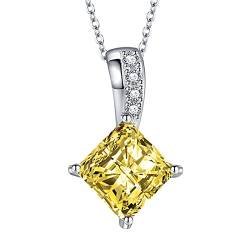 KnSam Damen Halsketten, Klassiker Design Frauen Halskette Geschenk mit Prinzess Zirkonia Gelb, Gelb Halskette von KnSam