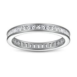 KnSam Damen Ring, Ring Band Frau Schlicht Elegant Hochzeit Ring Aus Silber Für Damen Mit Zirkonia Silber 52 (16.6) von KnSam