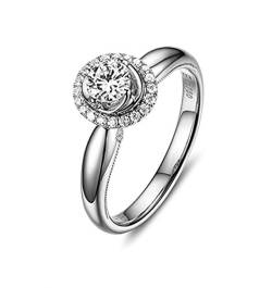 KnSam - Damen-Ring 18K Gold Verlobugnsringe Echt Diamant Stein 1 Karat D-E VS Verlobungsringe für Frauen Silber Größe 51 (16.2) von KnSam