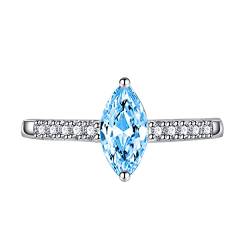 KnSam Damen Ringe Vintage, Klassiker Design Eheringe für Frauen mit Marquise Zirkonia Blau, Verstellbare Größe Blau Ring von KnSam