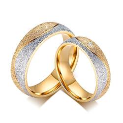 KnSam - Edelstahl Gold Paar Ringe, 6mm von Breite Eheringe Damengr. 65 (20.7) & Herrengr. 70 (22.3) von KnSam