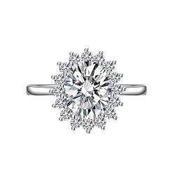 KnSam Ehering Verlobungsring, Blumen Design Trauringe mit Oval Zirkonia, Verstellbare Größe Weiß Ring von KnSam