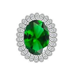 KnSam Ehering Verlobungsring, Blumen Design Trauringe mit Oval Zirkonia Grün, Einstellbare Größe Grün Ring von KnSam