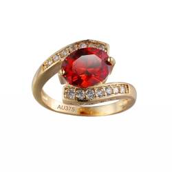 KnSam Eheringe 9 Karat 375 Weiß Gold, Klassiker Trauringe Antragsring mit Labor Erstellt Rubin Rot, Bandringe Hochzeitsband 9K Gold mit Moissanit Echter Schmuck, Gr.49 (15.6) von KnSam