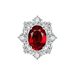 KnSam Eheringe Verlobungsring, Blumen Design Ehering Vintage mit Oval Zirkonia Rot, Verstellbare Größe Rot Ring von KnSam