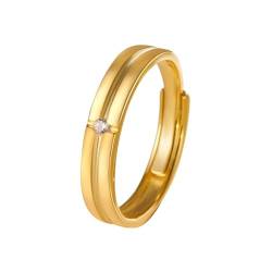 KnSam Gelbgold 18 Karat Ring, Kreuz Trauringe mit Diamant in Ovalschliff, Au 750 Eheringe Freundschaftsringe Echt Goldschmuck von KnSam