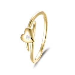 KnSam Gelbgold 375 9K Ring, Herz Eheringe mit Moissanit in Ovalschliff, Au375 Gold Pärchen Ringe Trauringe Echtgold Schmuck von KnSam