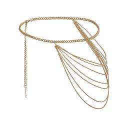 KnSam Hüftkette Strand, Taille Kette Körperzubehör Vintage Mehrschichtig Quaste Sommerschmuck für Damen, Gold, 79CM von KnSam