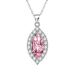 KnSam Kette Damen, Klassiker Design Halsketten für Frauen mit Marquise Zirkonia Rosa, Rosa Halskette von KnSam