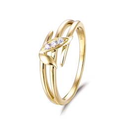 KnSam Ring 18K Au750 Gelbgold, Blatt Hochzeitsring mit Diamant in Ovalschliff, 750 Gold Bandringe Eheringe Echt Schmuck von KnSam