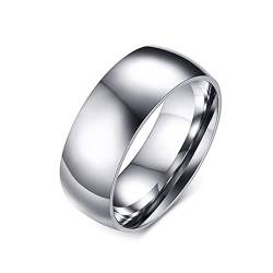 KnSam Ring Damen Edelstahl 8MM, Klassischer Band Poliert Ringe Pärchen Hochzeit für Frauen, Silber, Gr.54 (17.2) von KnSam