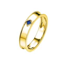 KnSam Ring Gelbgold Au750, Klassiker Eheringe mit Saphir Blau in Ovalschliff, 18K Gold Pärchen Ringe Echt Goldschmuck von KnSam