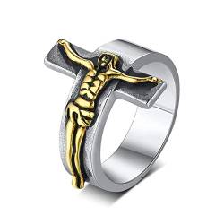 KnSam Ringe Verlobung Herren Ehering Frauen Kreuz Jesus Für Herren Silber Gold von KnSam