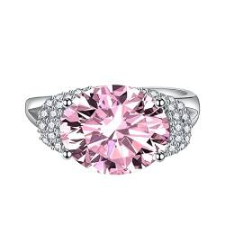 KnSam Ringe Verlobung Ringe, Klassiker Design Eheringe Modern mit Oval Zirkonia Rosa, Verstellbare Größe Rosa Ring von KnSam