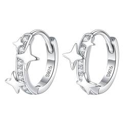 KnSam Silber S925 Ohrringe Valentinstag, Stern Design Ohrstecker Frauen Silber mit Zirkonia, Silber Hoop Creole von KnSam