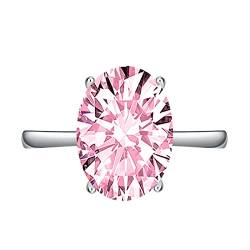 KnSam Verlobungs Ringe Damen, Klassiker Design Eheringe Frau mit Oval Zirkonia Rosa, Verstellbare Größe Rosa Ring von KnSam