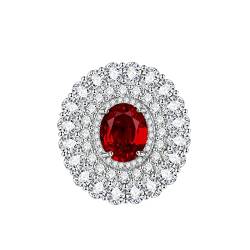 KnSam Verlobungsring Vintage, Klassiker Design Eheringe Trauringe mit Oval Zirkonia Rot, Einstellbare Größe Rot Ring von KnSam
