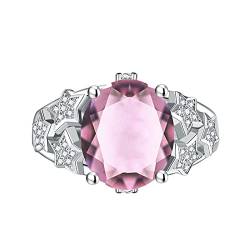 KnSam Verlobungsring Zart, Stern Design Ehering Frauen mit Zirkonia Rosa, Verstellbare Größe Rosa Ring von KnSam