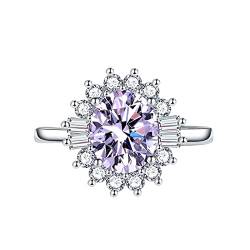 KnSam Verlobungsringe Damen, Blumen Design Ringe Eheringe mit Oval Zirkonia Lila, Verstellbare Größe Lila Ring von KnSam