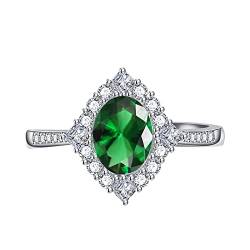 KnSam Verlobungsringe Damen, Rhombus Design Ringe Eheringe mit Oval Zirkonia Grün, Einstellbare Größe Grün Ring von KnSam
