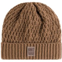 Knit Factory Strickmütze Jaida Mützen One Size Glatt Beige (1-St) Mütze Strickmütze Kopfbedeckung Hut Wollmütze von Knit Factory