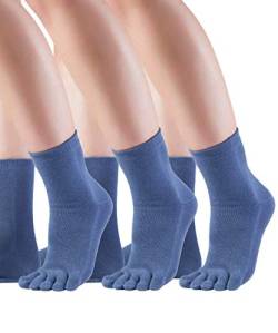 Knitido 3ER SPARPACK Essentials Midi Zehensocken, kurze fünf Finger Socken aus Baumwolle, für Damen und Herren, Größe:35-38, Farbe:Dull Blue (802) von Knitido