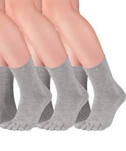 Knitido 3ER SPARPACK Essentials Midi Zehensocken, kurze fünf Finger Socken aus Baumwolle, für Damen und Herren, Größe:35-38, Farbe:Light Grey (103) Light Grey von Knitido