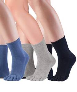 Knitido 3ER SPARPACK Essentials Midi Zehensocken, kurze fünf Finger Socken aus Baumwolle, für Damen und Herren, Größe:35-38, Farbe:Mix 1 von Knitido