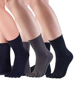 Knitido 3ER SPARPACK Essentials Midi Zehensocken, kurze fünf Finger Socken aus Baumwolle, für Damen und Herren, Größe:43-46, Farbe:Mix 3 von Knitido