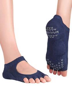 Knitido Kasumi, Offene Yoga-Zehensocken mit Grip, Bio-Baumwolle, Damen, Größe:39-42, Farbe :indigo (55) von Knitido