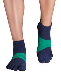 Knitido Lauf-Zehensocken MTS Ultralite, Sport-Zehensocken mit Grip, Größe:35-38, Farbe:blau/grün (222) von Knitido