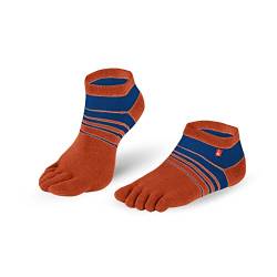 Knitido Track&Trail Spins Sneaker Socken Herren, Zehensocken für Sport und Zehenschuhe, Größe:35-38, Farbe:orange/blau (902) von Knitido