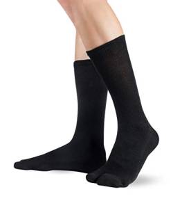 Knitido Traditionals Tabi, klassische wadenlange Zwei-Zehen-Socken aus Japan, Größe:35-38, Farbe:schwarz (101) von Knitido