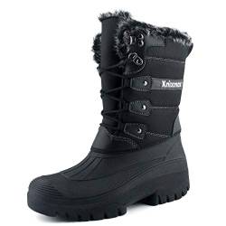 Knixmax Damen Schneestiefel Winterstiefel Warme Gefüttert Hoch Winterschuhe Rutschfest Wasserdicht Gummilaufsohle Schwarz Gr.39 EU von Knixmax