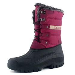 Knixmax Damen Schneestiefel Winterstiefel Warme Gefüttert Hoch Winterschuhe Rutschfest Wasserdicht Gummilaufsohle Weinrot Gr.40 EU von Knixmax