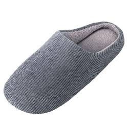 Knixmax Herren Damen Hausschuhe Memory Foam Pantoffeln Winter Warm Slipper Weiche Rutschfeste Unisex-Erwachsene Grau 38/39EU von Knixmax