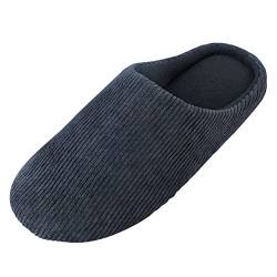 Knixmax Herren Damen Hausschuhe Memory Foam Pantoffeln Winter Warm Slipper Weiche Rutschfeste Unisex-Erwachsene Schwarz 46/47EU von Knixmax