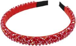 Modisches, funkelndes Haarreif, 4 Reihen, Kristall-Strass, Perlen, Rot von KnoRRs