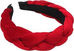 Stirnbänder für Frauen Samt geflochtene Stirnbänder Mode Haarband Criss Cross Haarschmuck rot von KnoRRs