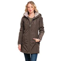 Knuffelwuff Damen Übergangsjacke - Leichte Jacke Fairfield Größe: L / 40 Braun - Atmungsaktive wasserdichte Jacke mit extra vielen Taschen für Outdoor, Wandern, Reisen, Gassi gehen von Knuffelwuff