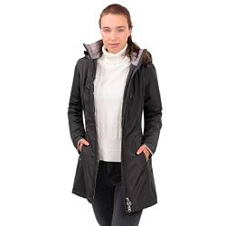 Knuffelwuff Damen Übergangsjacke - Leichte Jacke Fairfield Größe: L / 40 Schwarz - Atmungsaktive wasserdichte Jacke mit extra vielen Taschen für Outdoor, Wandern, Reisen, Gassi gehen von Knuffelwuff