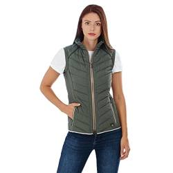 Knuffelwuff Damen Weste Riverside Größe: XL / 42 Khaki - Leichte atmungsaktive wasserabweisende Steppweste mit vielen Taschen für Outdoor, Wandern, Reisen, Gassi gehen - Windbreaker Übergangsjacke von Knuffelwuff