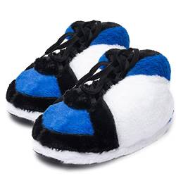 Knuffis Sneaker Hausschuhe Plüsch Hausschuhe Damen Herren lustig 36-45 (Blau Weiß) von Knuffis