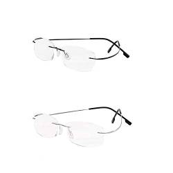 KoKoBin Randlose Lesebrille Super Light Titan Eyewear Herren Damen Sonnenlesebrille Lesebrille, 2er-Set, +2.50 Vergrößerung (2 Stück) von KoKoBin