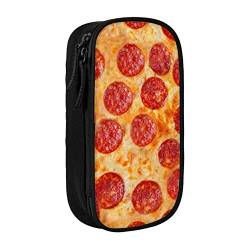 3D Pizza Pepperoni Federmäppchen, mittlere Größe, Stiftehalter, Tasche mit Doppelreißverschlüssen für die Arbeit, niedlich, Schwarz , Einheitsgröße, Koffer von KoNsev